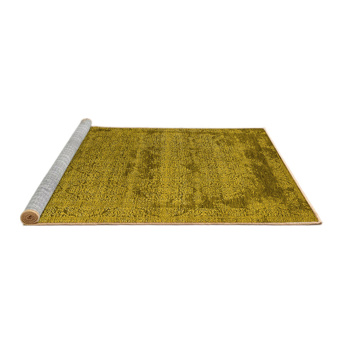 Sideview of Machine Washable Oriental Yellow Industrial Rug, wshurb2549yw