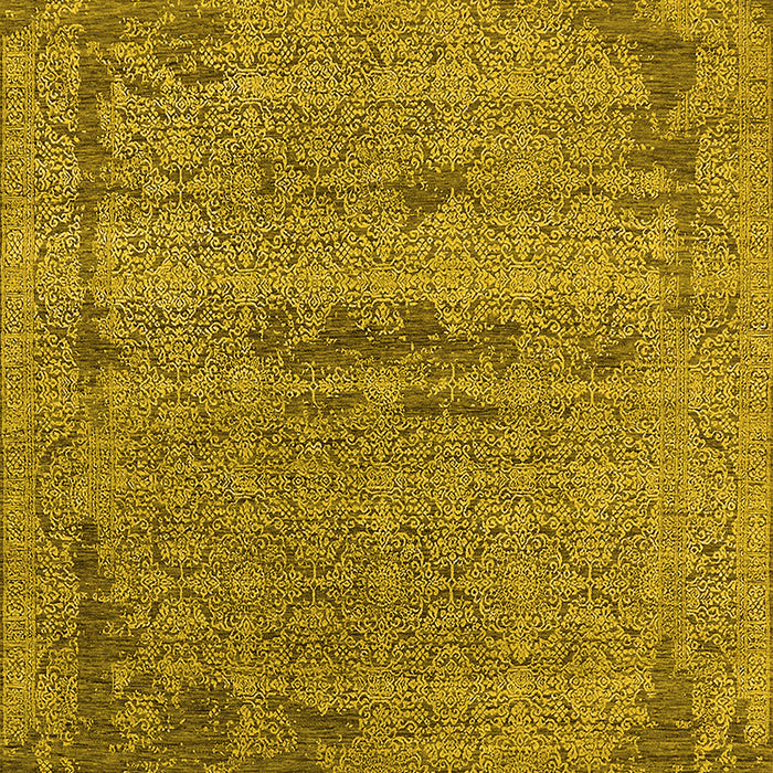 Machine Washable Oriental Yellow Industrial Rug, wshurb2549yw