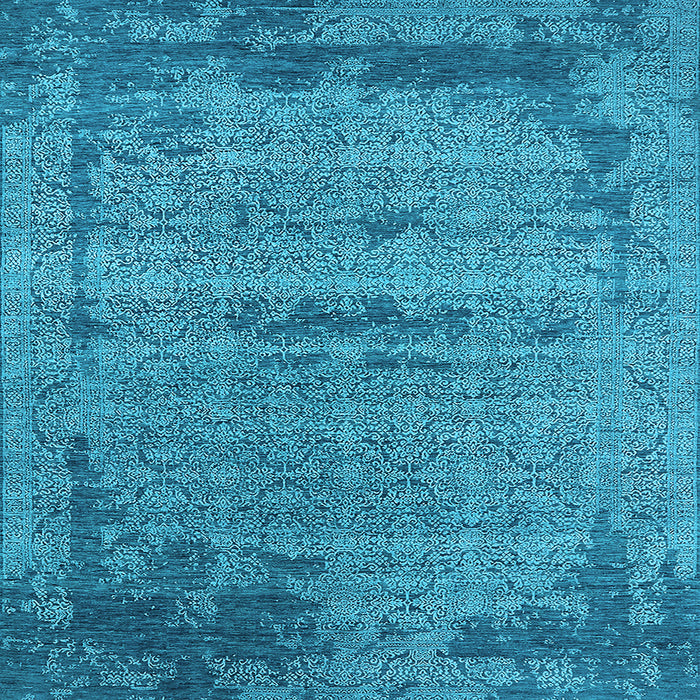Square Machine Washable Oriental Light Blue Industrial Rug, wshurb2549lblu