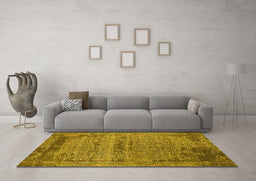 Machine Washable Oriental Yellow Industrial Rug in a Living Room, wshurb2549yw