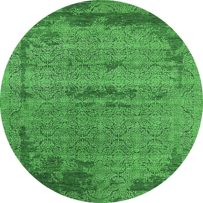 Round Oriental Green Industrial Rug, urb2549grn