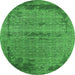 Round Oriental Green Industrial Rug, urb2549grn