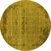 Round Oriental Yellow Industrial Rug, urb2549yw