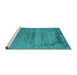 Sideview of Machine Washable Oriental Turquoise Industrial Area Rugs, wshurb2549turq