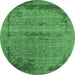 Round Oriental Emerald Green Industrial Rug, urb2549emgrn