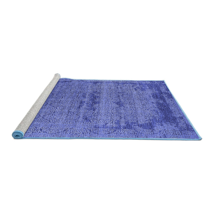 Sideview of Machine Washable Oriental Blue Industrial Rug, wshurb2549blu