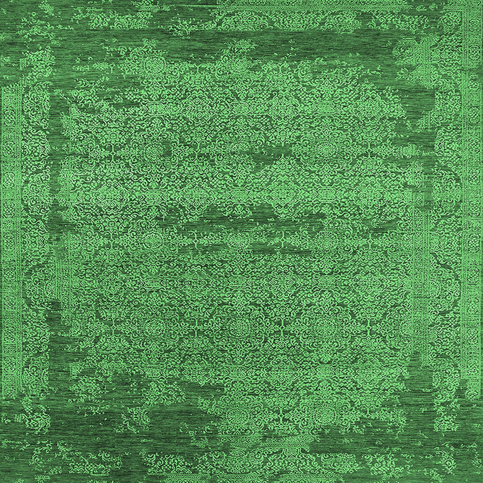 Square Oriental Emerald Green Industrial Rug, urb2549emgrn