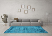 Machine Washable Oriental Light Blue Industrial Rug, wshurb2549lblu