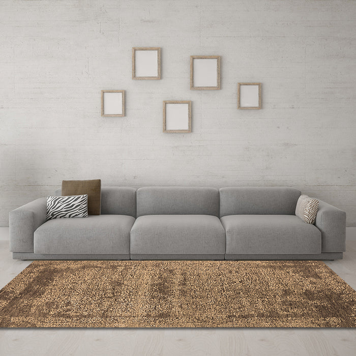 Machine Washable Oriental Brown Industrial Rug in a Living Room,, wshurb2549brn