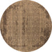 Round Oriental Brown Industrial Rug, urb2549brn