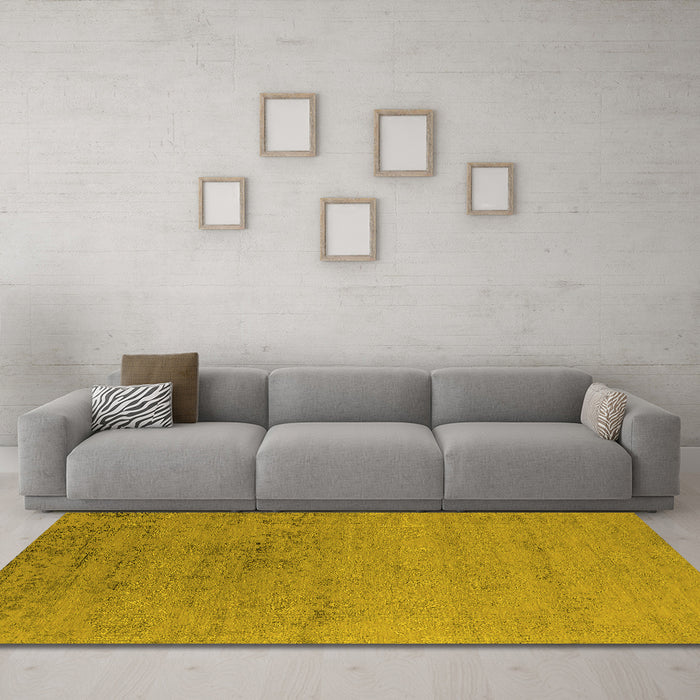 Machine Washable Oriental Yellow Industrial Rug in a Living Room, wshurb2550yw