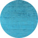 Round Oriental Light Blue Industrial Rug, urb2550lblu