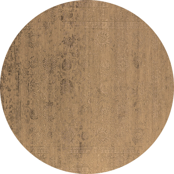Round Machine Washable Oriental Brown Industrial Rug, wshurb2550brn