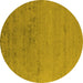 Round Oriental Yellow Industrial Rug, urb2550yw