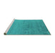 Sideview of Machine Washable Oriental Turquoise Industrial Area Rugs, wshurb2550turq