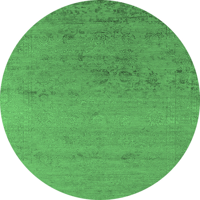 Round Oriental Emerald Green Industrial Rug, urb2550emgrn