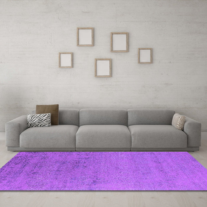 Machine Washable Oriental Purple Industrial Area Rugs in a Living Room, wshurb2550pur