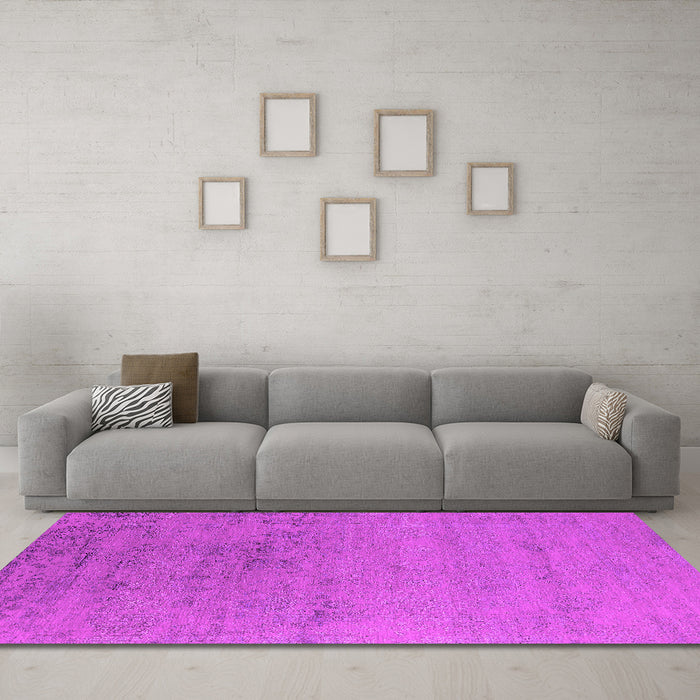 Machine Washable Oriental Pink Industrial Rug in a Living Room, wshurb2550pnk