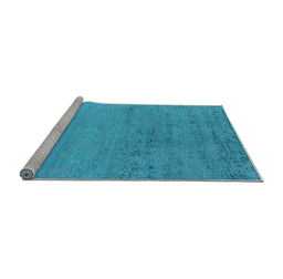 Sideview of Machine Washable Oriental Light Blue Industrial Rug, wshurb2550lblu