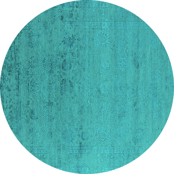 Round Oriental Turquoise Industrial Rug, urb2550turq