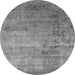 Round Machine Washable Oriental Gray Industrial Rug, wshurb2551gry