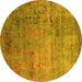 Round Oriental Yellow Industrial Rug, urb2551yw