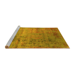 Sideview of Machine Washable Oriental Yellow Industrial Rug, wshurb2551yw