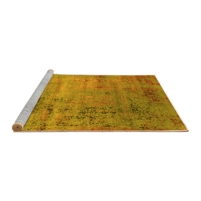 Sideview of Machine Washable Oriental Yellow Industrial Rug, wshurb2551yw