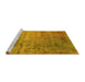 Sideview of Machine Washable Oriental Yellow Industrial Rug, wshurb2551yw