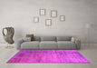 Machine Washable Oriental Pink Industrial Rug in a Living Room, wshurb2551pnk