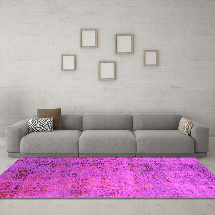 Machine Washable Oriental Pink Industrial Rug in a Living Room, wshurb2551pnk
