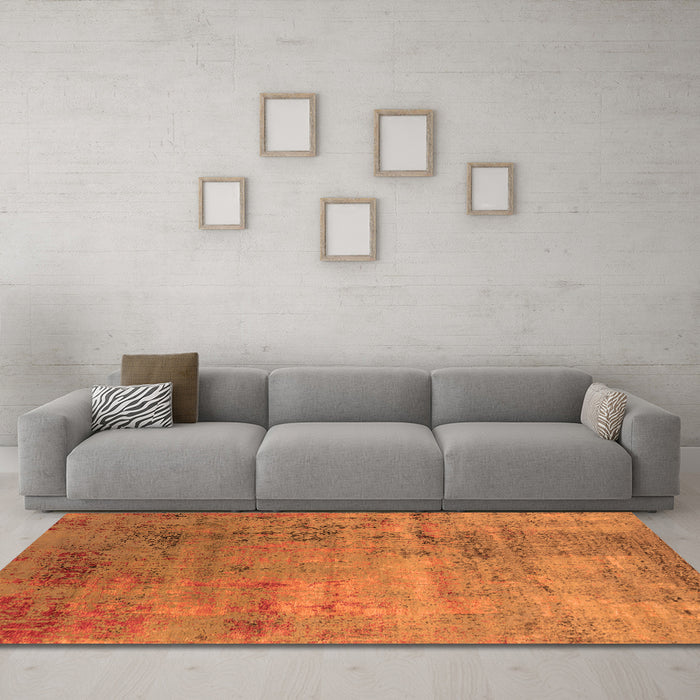 Machine Washable Oriental Orange Industrial Area Rugs in a Living Room, wshurb2551org