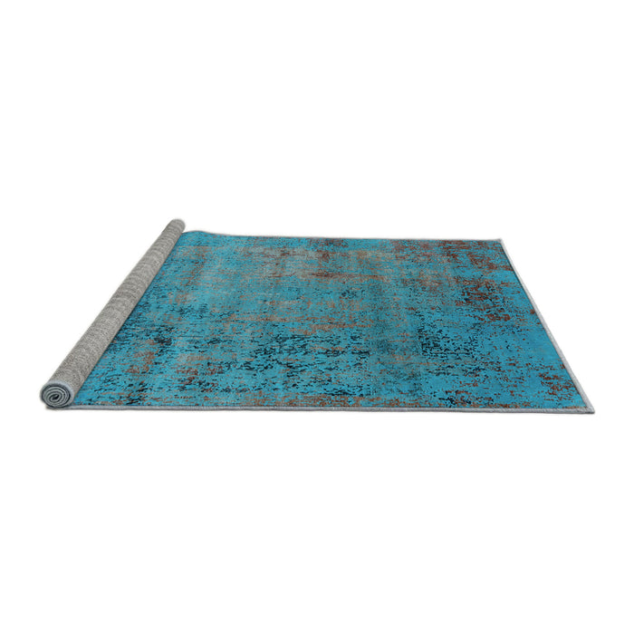 Sideview of Machine Washable Oriental Light Blue Industrial Rug, wshurb2551lblu