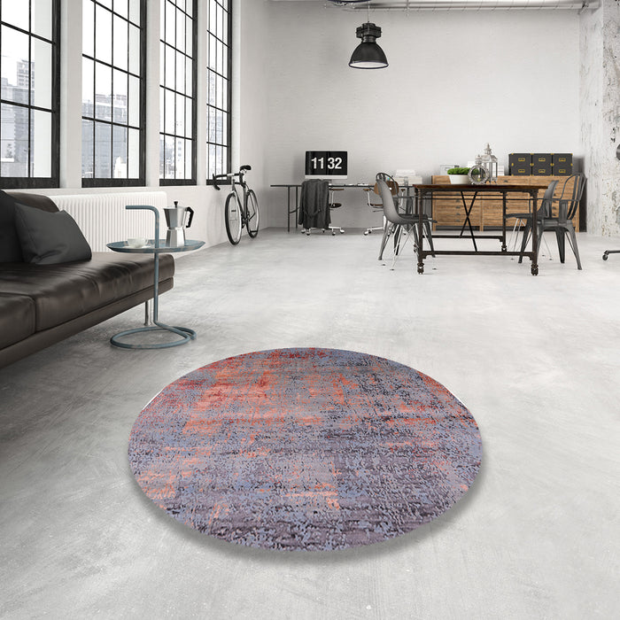 Round Machine Washable Industrial Modern Raspberry Purple Rug in a Office, wshurb2551