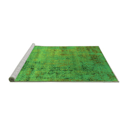 Sideview of Machine Washable Oriental Green Industrial Area Rugs, wshurb2551grn