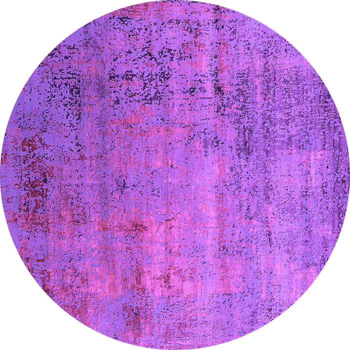 Round Machine Washable Oriental Purple Industrial Area Rugs, wshurb2551pur