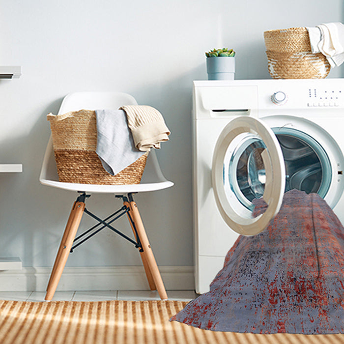 Machine Washable Industrial Modern Raspberry Purple Rug in a Washing Machine, wshurb2551