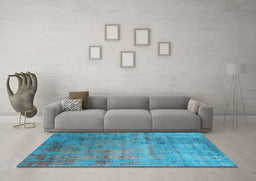 Machine Washable Oriental Light Blue Industrial Rug in a Living Room, wshurb2551lblu