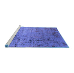 Sideview of Machine Washable Oriental Blue Industrial Rug, wshurb2551blu