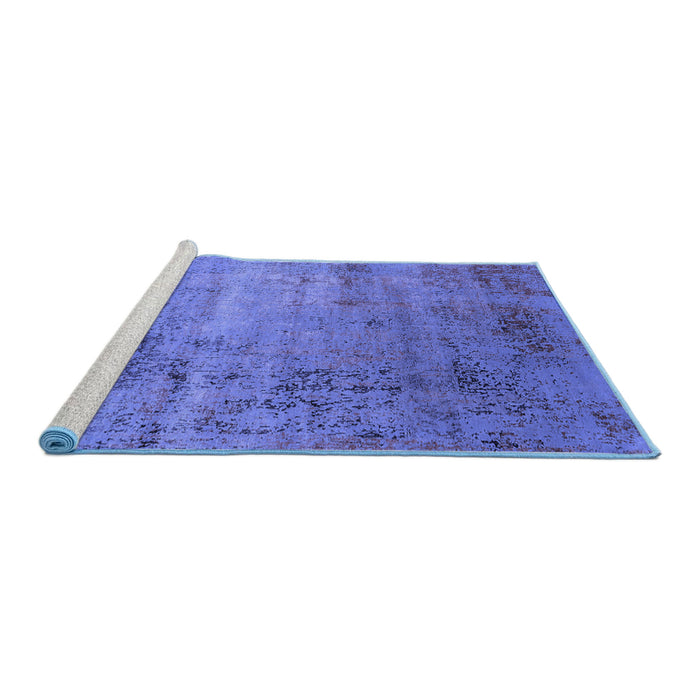 Sideview of Machine Washable Oriental Blue Industrial Rug, wshurb2551blu