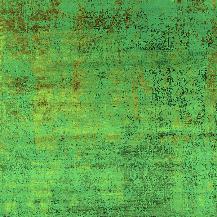 Square Machine Washable Oriental Green Industrial Area Rugs, wshurb2551grn