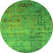 Round Oriental Green Industrial Rug, urb2551grn