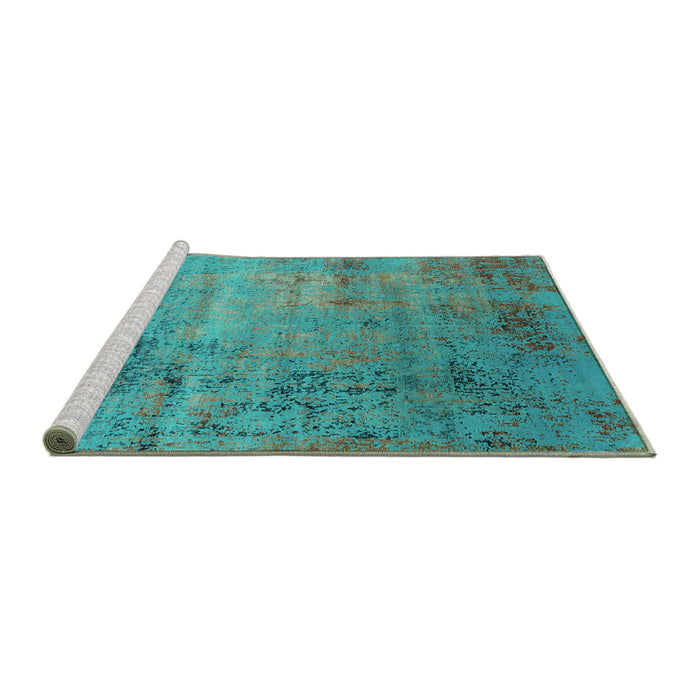 Sideview of Machine Washable Oriental Turquoise Industrial Area Rugs, wshurb2551turq