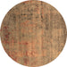 Round Oriental Brown Industrial Rug, urb2551brn