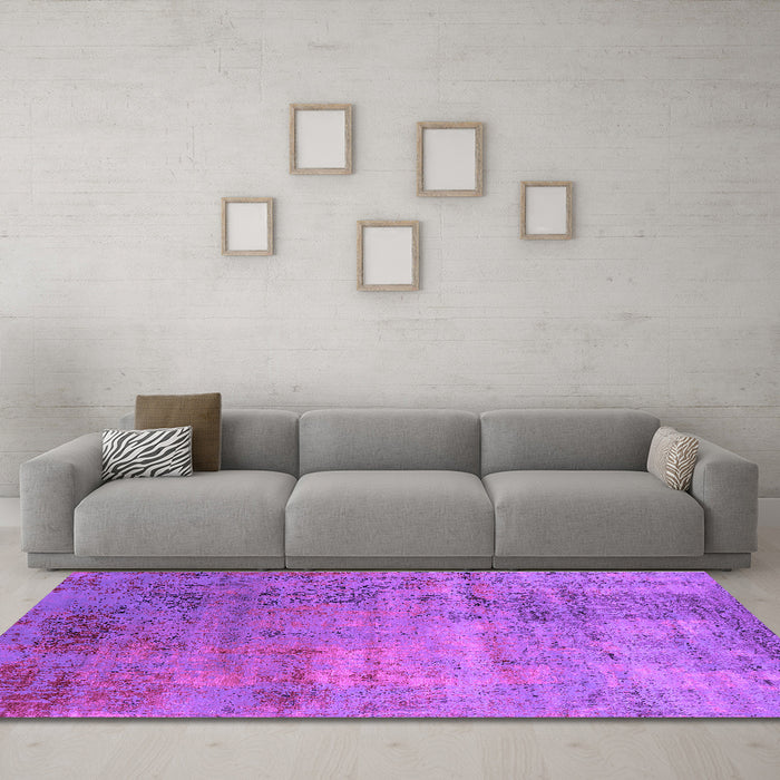 Machine Washable Oriental Purple Industrial Area Rugs in a Living Room, wshurb2551pur