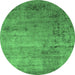 Round Oriental Emerald Green Industrial Rug, urb2551emgrn