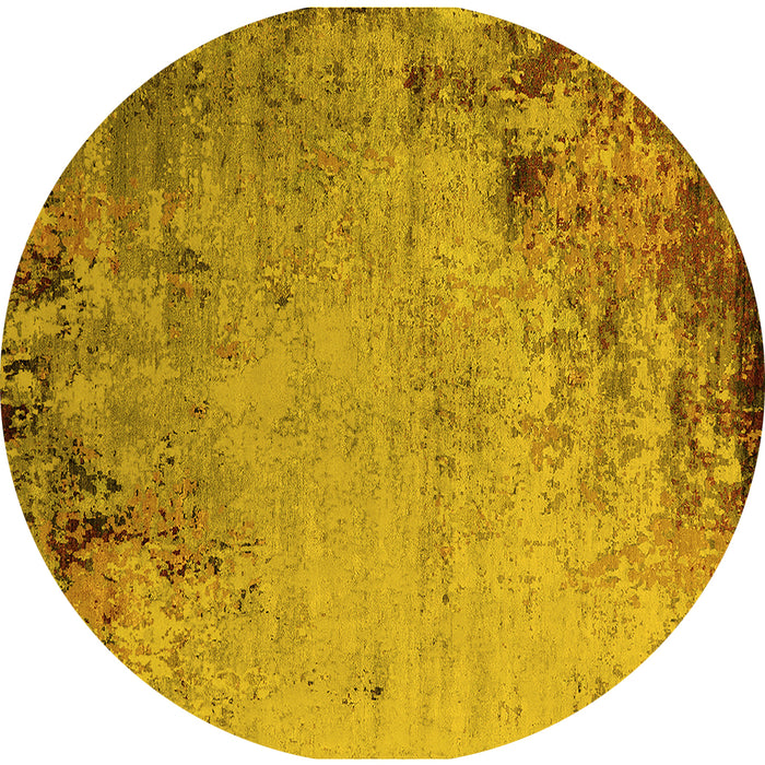 Round Oriental Yellow Industrial Rug, urb2552yw