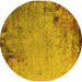 Round Oriental Yellow Industrial Rug, urb2552yw