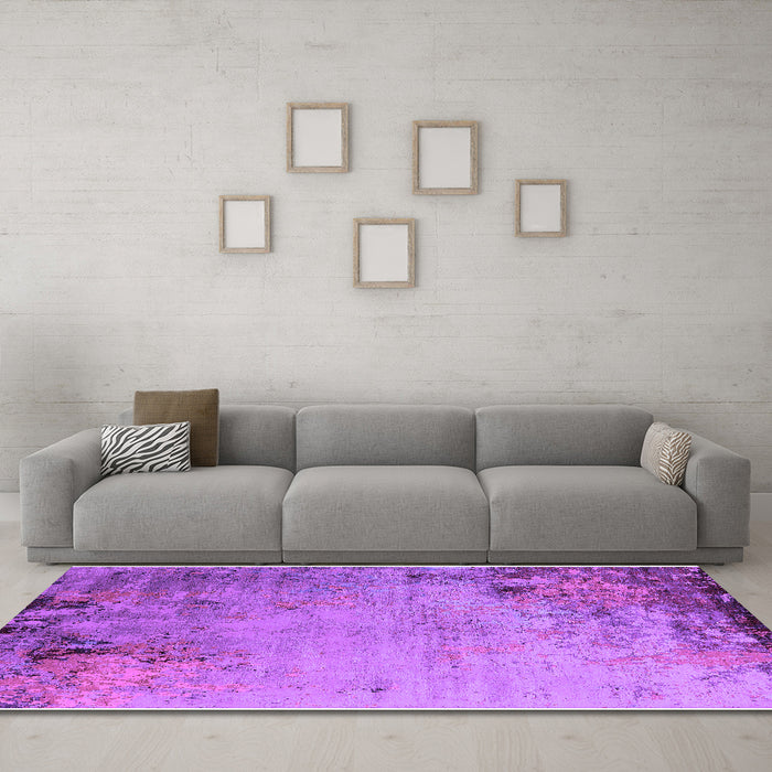 Machine Washable Oriental Purple Industrial Area Rugs in a Living Room, wshurb2552pur