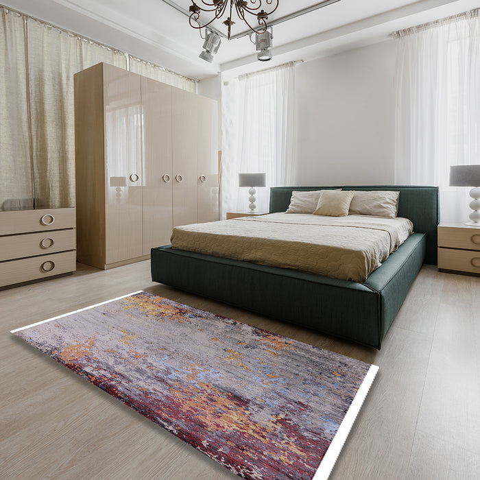 Machine Washable Industrial Modern Silver Pink Rug in a Bedroom, wshurb2552